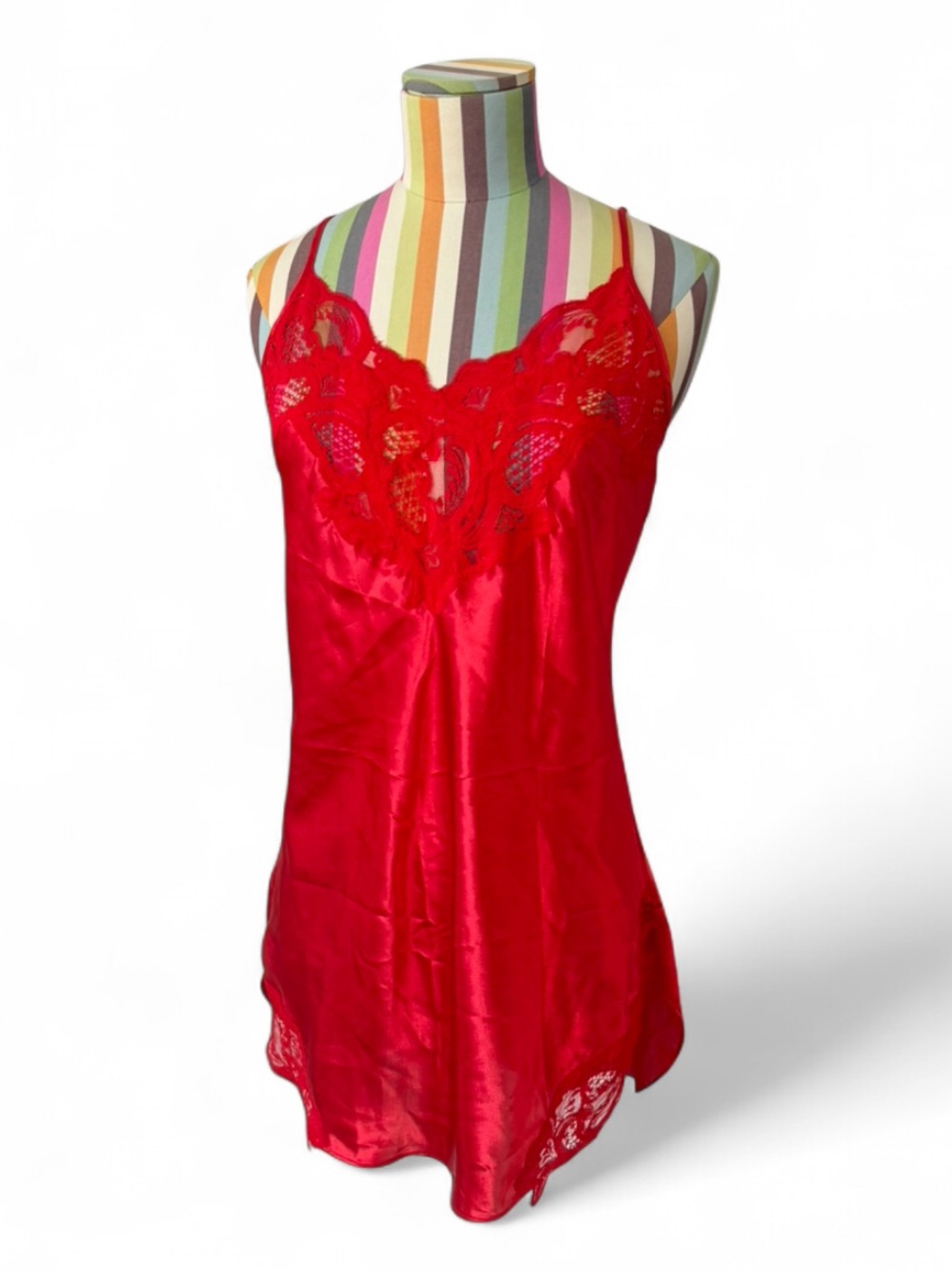 Vintage Victorias’s Secret Gold Label Red Lace Chemise Slip Dress